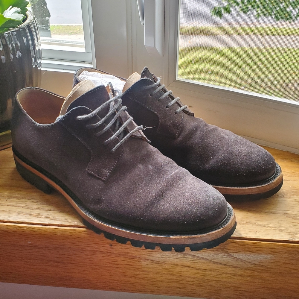 Dries Van Noten Slate Grey Suede Derby Shoes